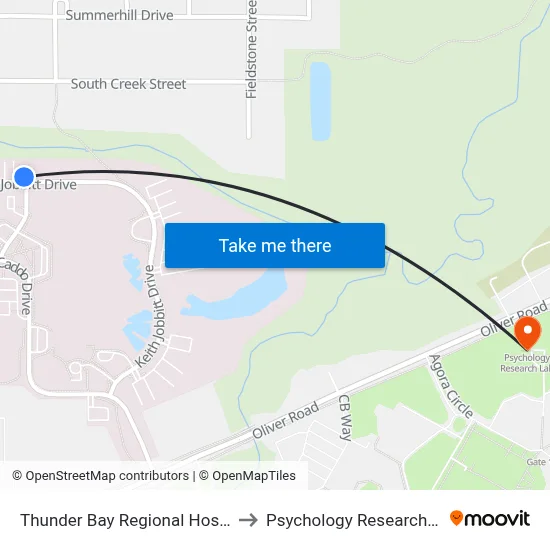 Thunder Bay Regional Hospital to Psychology Research Lab map