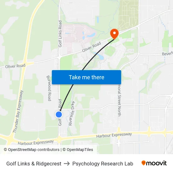 Golf Links & Ridgecrest to Psychology Research Lab map