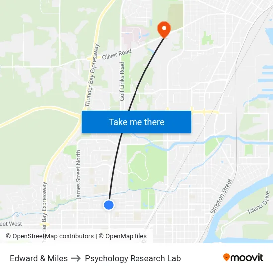 Edward & Miles to Psychology Research Lab map