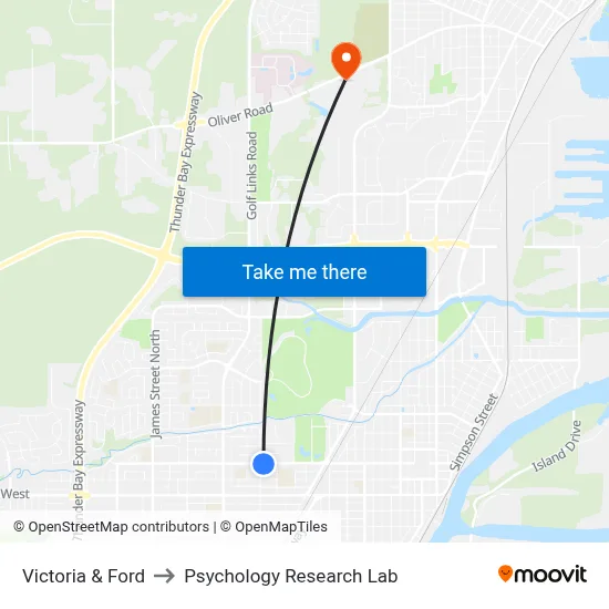 Victoria & Ford to Psychology Research Lab map