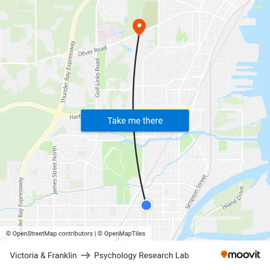 Victoria & Franklin to Psychology Research Lab map