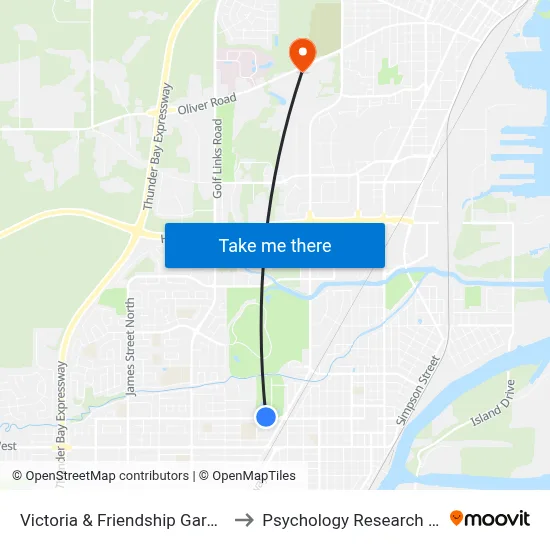 Victoria & Friendship Gardens to Psychology Research Lab map