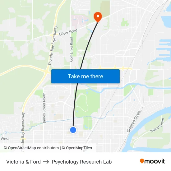 Victoria & Ford to Psychology Research Lab map