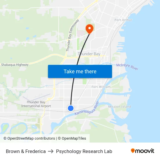 Brown & Frederica to Psychology Research Lab map