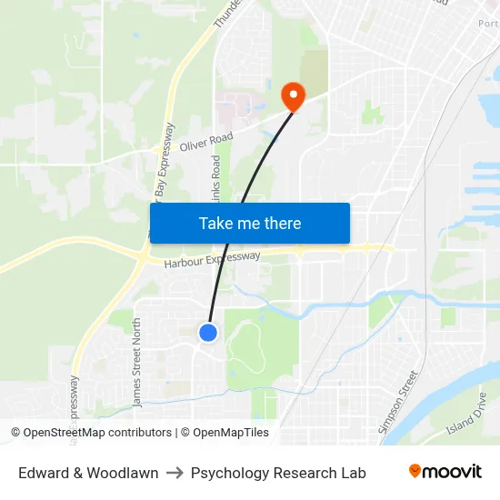 Edward & Woodlawn to Psychology Research Lab map