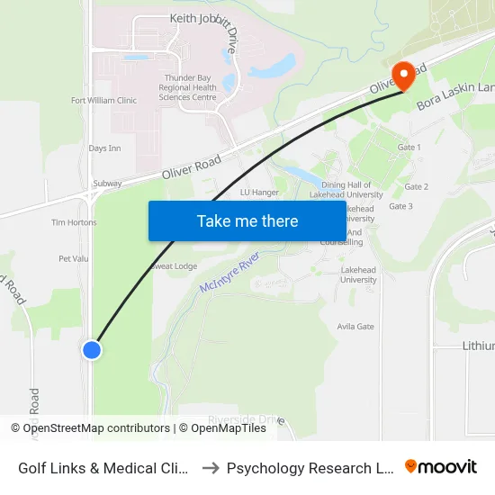 Golf Links & Medical Clinic to Psychology Research Lab map