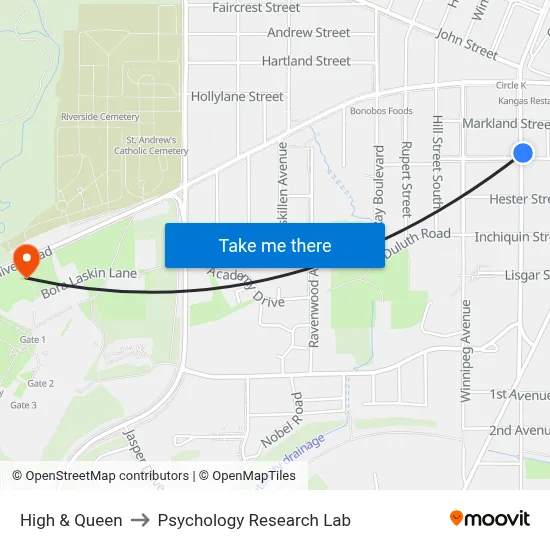 High & Queen to Psychology Research Lab map