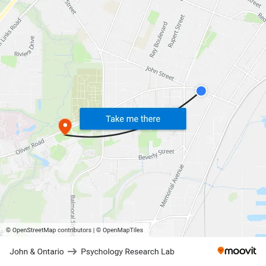 John & Ontario to Psychology Research Lab map
