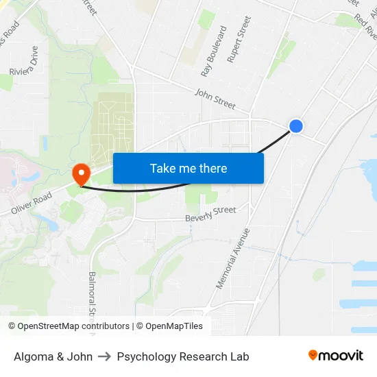Algoma & John to Psychology Research Lab map