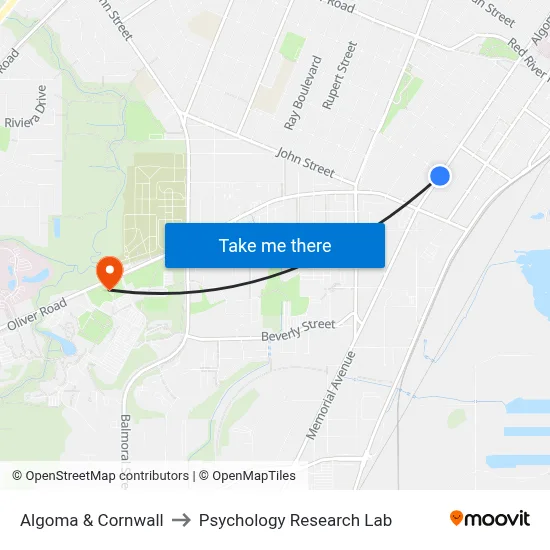 Algoma & Cornwall to Psychology Research Lab map