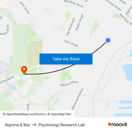 Algoma & Bay to Psychology Research Lab map