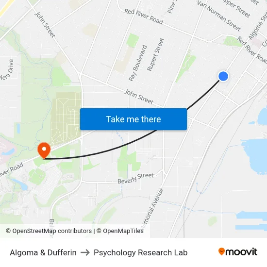 Algoma & Dufferin to Psychology Research Lab map