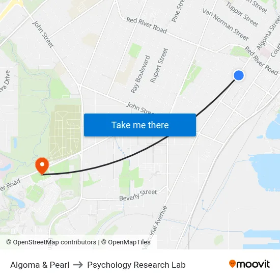 Algoma & Pearl to Psychology Research Lab map