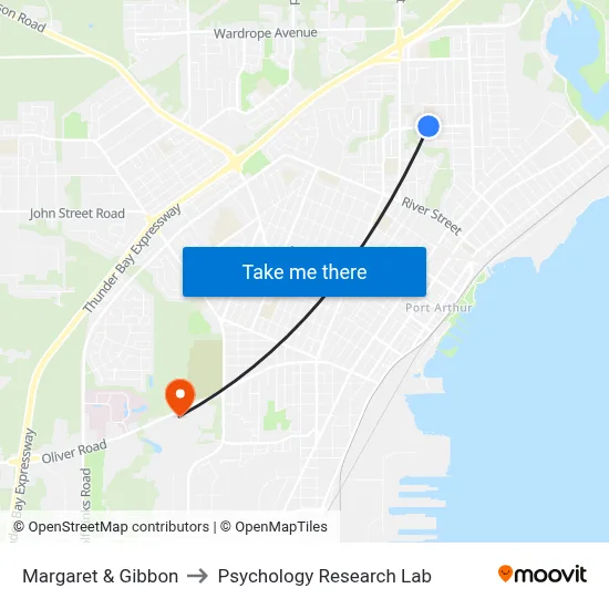 Margaret & Gibbon to Psychology Research Lab map