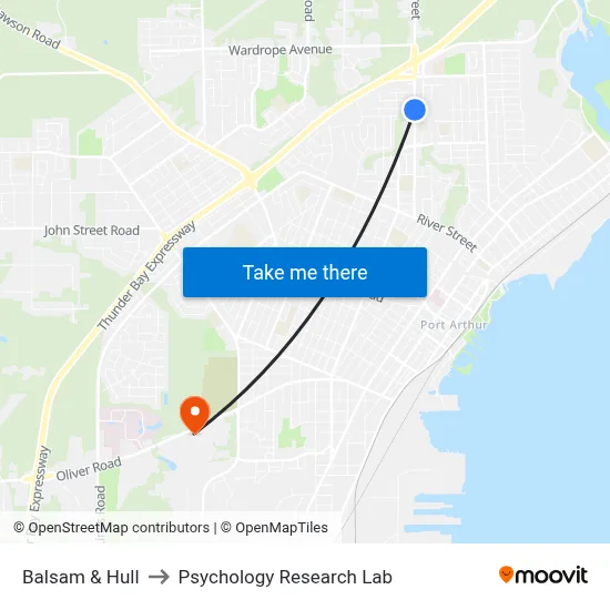 Balsam & Hull to Psychology Research Lab map