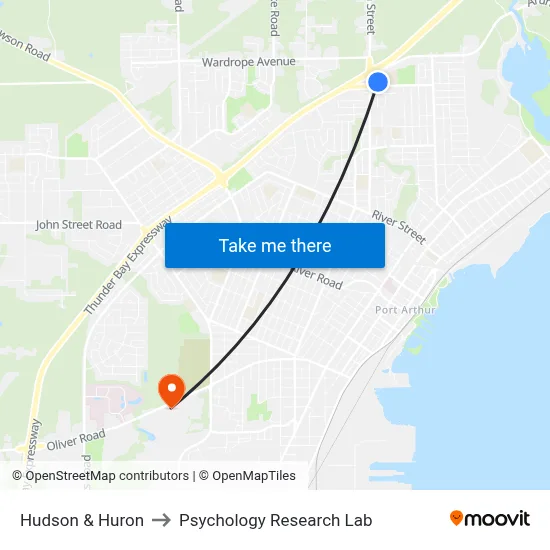 Hudson & Huron to Psychology Research Lab map