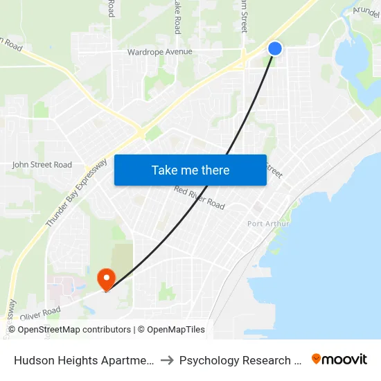 Hudson Heights Apartments to Psychology Research Lab map