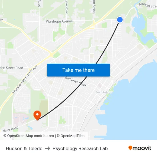 Hudson & Toledo to Psychology Research Lab map