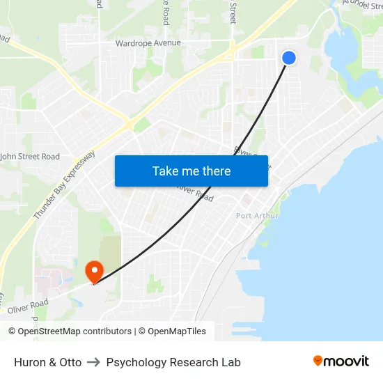 Huron & Otto to Psychology Research Lab map