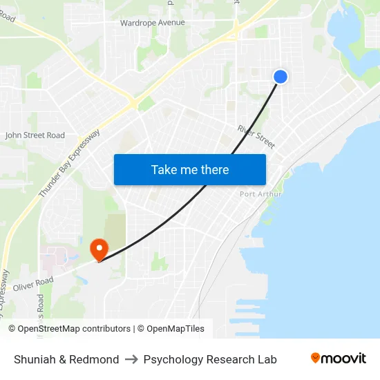 Shuniah & Redmond to Psychology Research Lab map