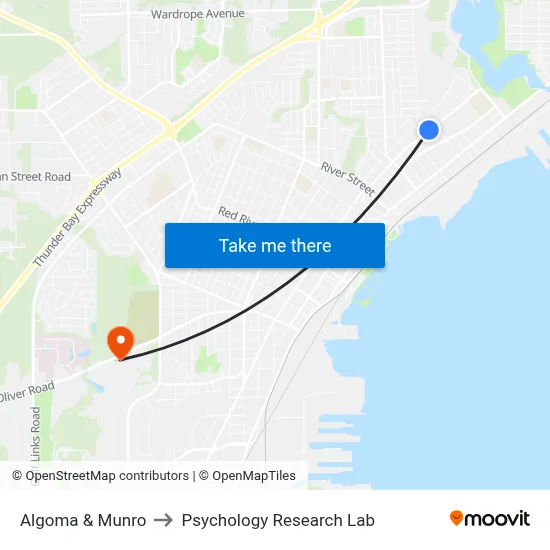 Algoma & Munro to Psychology Research Lab map