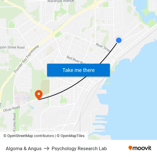 Algoma & Angus to Psychology Research Lab map