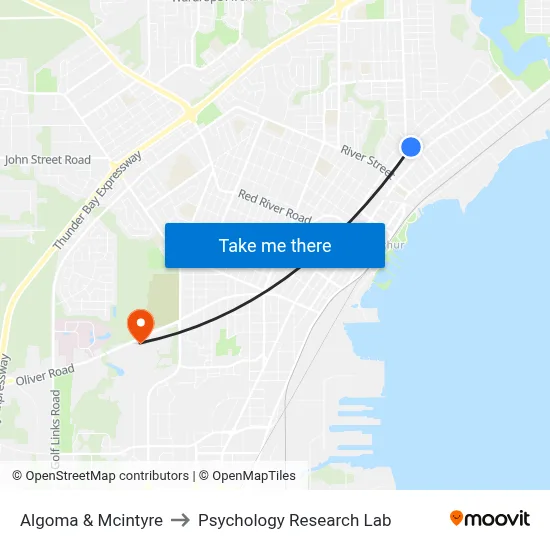 Algoma & Mcintyre to Psychology Research Lab map