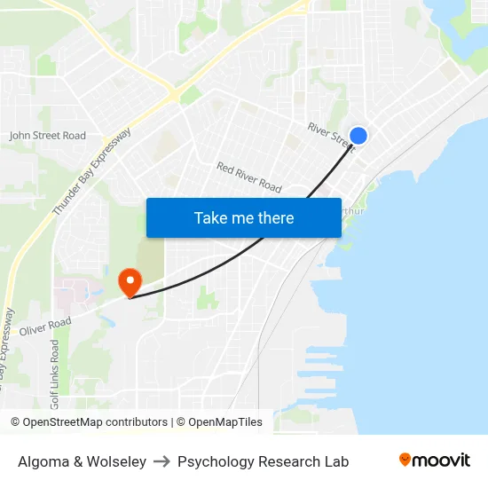 Algoma & Wolseley to Psychology Research Lab map