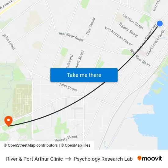 River & Port Arthur Clinic to Psychology Research Lab map