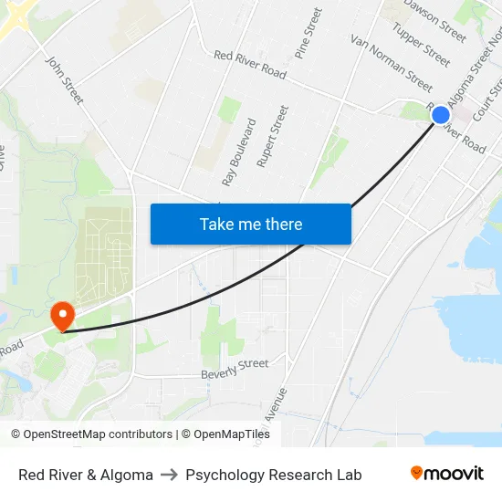 Red River & Algoma to Psychology Research Lab map