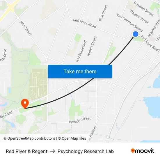 Red River & Regent to Psychology Research Lab map