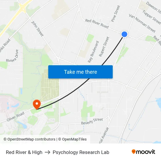 Red River & High to Psychology Research Lab map