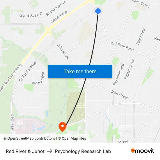Red River & Junot to Psychology Research Lab map