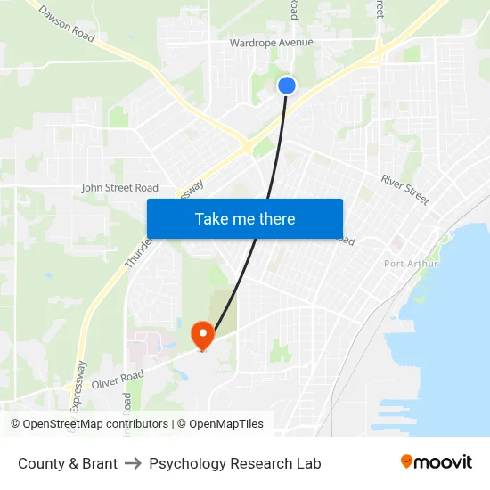 County & Brant to Psychology Research Lab map