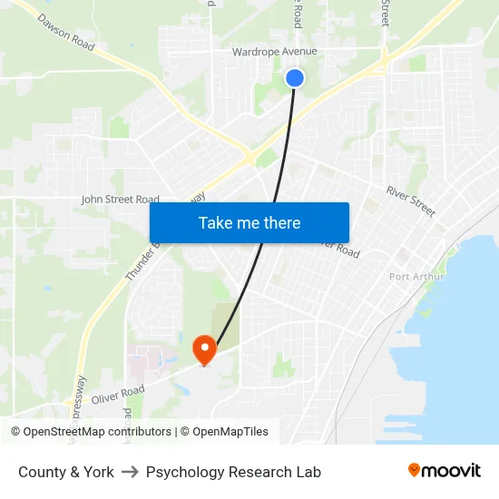 County & York to Psychology Research Lab map