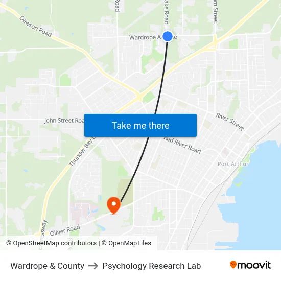 Wardrope & County to Psychology Research Lab map