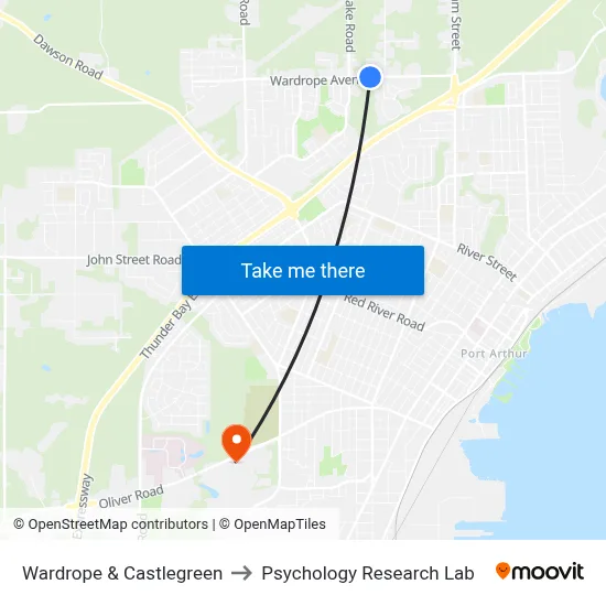 Wardrope & Castlegreen to Psychology Research Lab map