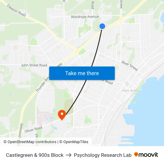 Castlegreen & 900s Block to Psychology Research Lab map