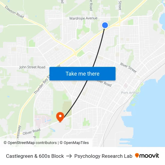 Castlegreen & 600s Block to Psychology Research Lab map