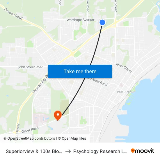Superiorview & 100s Block to Psychology Research Lab map