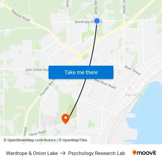 Wardrope & Onion Lake to Psychology Research Lab map