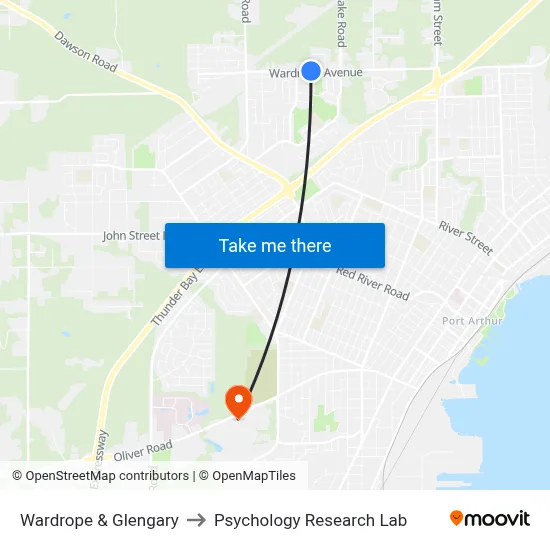 Wardrope & Glengary to Psychology Research Lab map