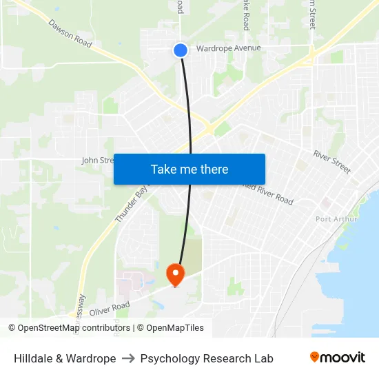 Hilldale & Wardrope to Psychology Research Lab map