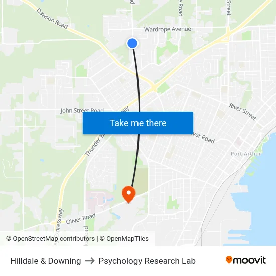 Hilldale & Downing to Psychology Research Lab map