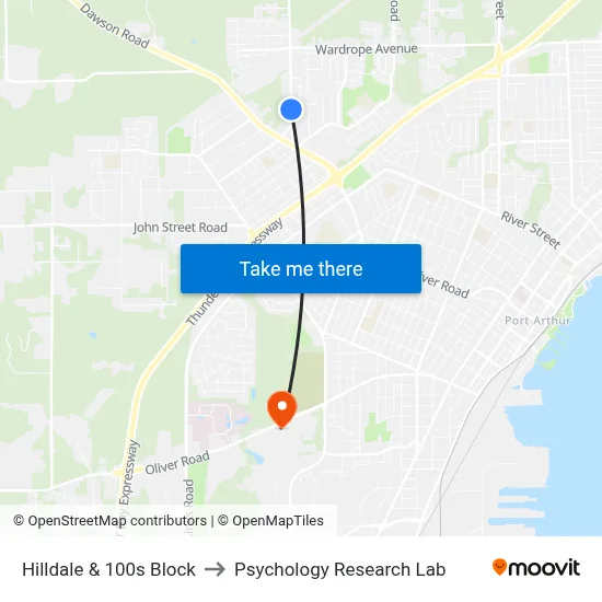 Hilldale & 100s Block to Psychology Research Lab map