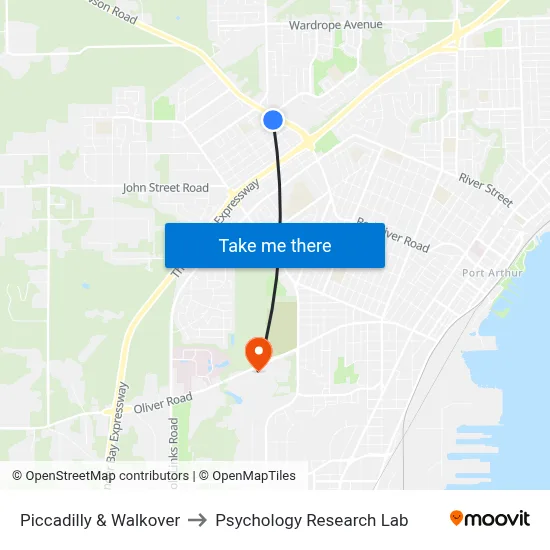 Piccadilly & Walkover to Psychology Research Lab map