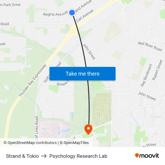 Strand & Tokio to Psychology Research Lab map
