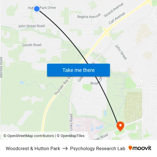Woodcrest & Hutton Park to Psychology Research Lab map