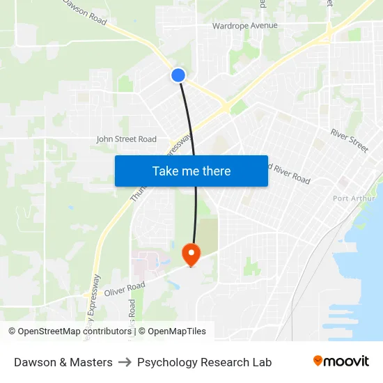 Dawson & Masters to Psychology Research Lab map
