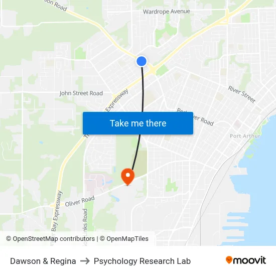 Dawson & Regina to Psychology Research Lab map